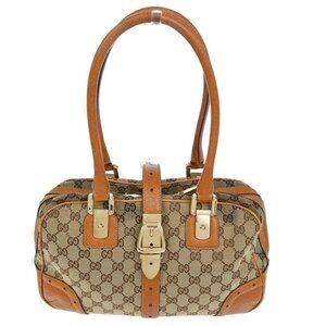 GUCCI GG Pattern Shoulder Tote Bag Canvas Leather Brown GHW Italy 80TA329